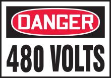 Accuform LELC164VSP - Safety Label, DANGER 480 VOLTS, 3 1/2" x 5", Adhesive Vinyl, 5/pk