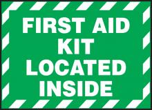 Accuform LVHR560VSP - Safety Label, FIRST AID KIT LOCATED INSIDE, 3 1/2" x 5", Adhesive Vinyl, 5/pk