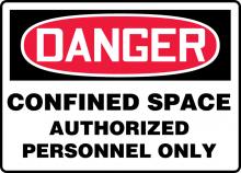 Accuform MCSP140VA - Safety Sign, DANGER CONFINED SPACE AUTHORIZED PERSONNEL ONLY, 7" x 10", Aluminum