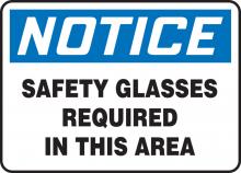 Accuform MPPA801VA - Safety Sign, NOTICE SAFETY GLASSES REQUIRED IN THIS AREA, 10" x 14", Aluminum