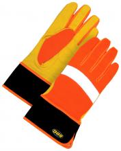Bob Dale Gloves & Imports Ltd 20-1-1250-L - Performance Grain Goatskin Gauntlet Crossover Hi-Viz Orange