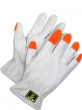 Bob Dale Gloves & Imports Ltd 20-1-1891-L - Goatskin Driver Cut Resistant Liner Hi-Viz Fingertips