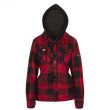 Pioneer V3080790-4XL - Women’s Quilted Polar Fleece Hooded Shirt - Red/Black Plaid -  4XL